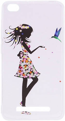 Чохол-накладка для Xiaomi Redmi 4a Cute Print ser. Girl (bird) Прозорий/безколірний, фото 1