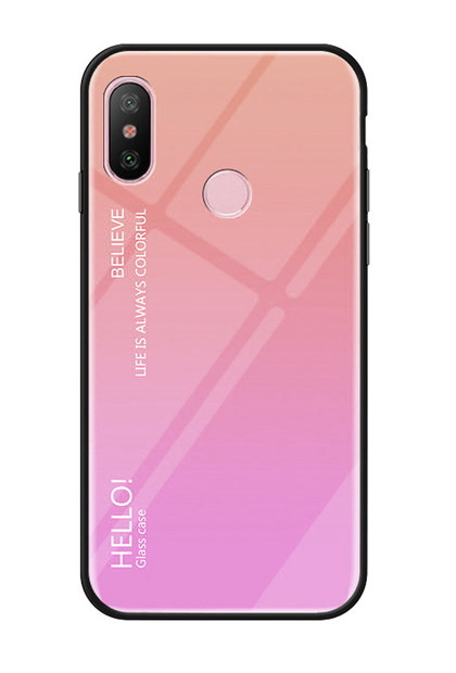 Чохол-накладка NZY для Xiaomi Redmi 7 TPU+Glass Gradient HELLO Рожевий (969676)
