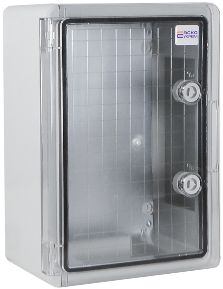 Корпус з АБС-пластику, ударостійкий, з монтажною панеллю, прозорі дверцята, 25*35*15, ІР65, серіїUBox, фото 1