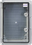 Корпус з АБС-пластику, ударостійкий, з монтажною панеллю, прозорі дверцята, 25*35*15, ІР65, серіїUBox, фото 2