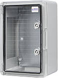 Корпус з АБС-пластику, ударостійкий, з монтажною панеллю, прозорі дверцята, 25*35*15, ІР65, серіїUBox, фото 4