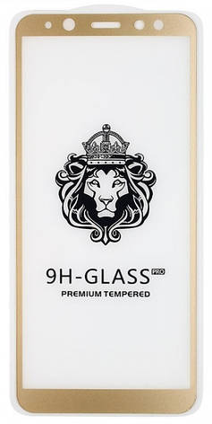 Захисне Скло для Samsung A600FZ A6 2018 Full Glue 9H-Glass PRO Золотиста рамка, фото 1