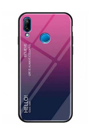 Чохол-накладка NZY для Xiaomi Redmi 7 TPU+Glass Gradient HELLO Малиновий (969669), фото 1