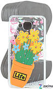 Чохол-накладка TPU для Samsung G530H/ G531H Flowers diamonds ser. Квіти(Life) Прозорий/оранжевий