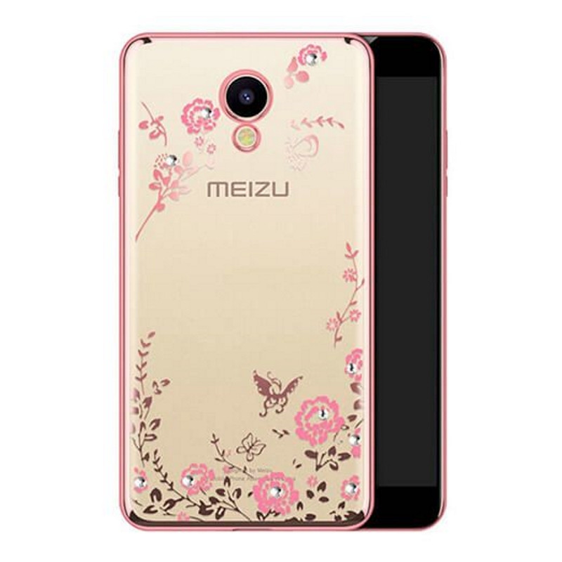 Чохол-накладка для Meizu M5 Квіти Прозорий/рожевий(334111)