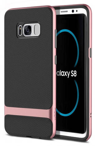 Чохол-накладка Rock RPC1222 для Samsung G955 S8 Plus Royce ser.TPU+PC Чорний/рожеве золото, фото 1