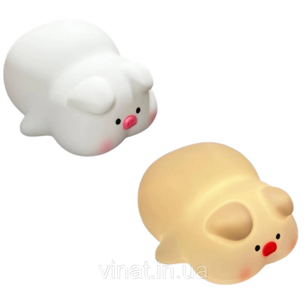 Нічник силіконовий Біле Порося Sleeping Pig Lamp