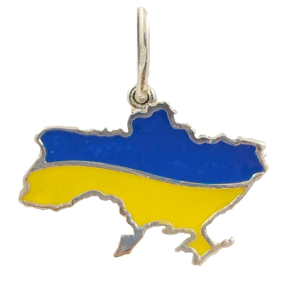 Підвіска срібна з жовто-блакитною емаллю "Мапа України" 914-2487