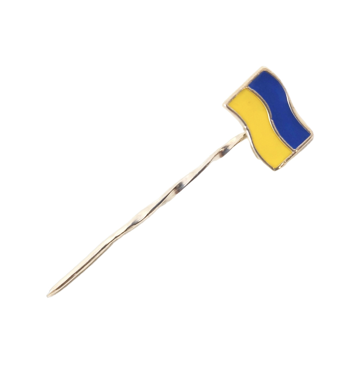 Булавка срібна жовто-блакитна з прапором України 917-2535, фото 1