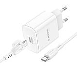 Мережевий Зарядний Пристрій Borofone BA81A 1USB-C PD/QC 20W+Type-C to Type-C Колір Бiлий, фото 3