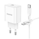 Мережевий Зарядний Пристрій Borofone BA81A 1USB-C PD/QC 20W+Type-C to Type-C Колір Бiлий, фото 5