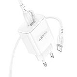 Мережевий Зарядний Пристрій Borofone BA81A 1USB-C PD/QC 20W+Type-C to Type-C Колір Бiлий, фото 6