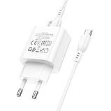 Мережевий Зарядний Пристрій Borofone BA81A 1USB-C PD/QC 20W+Type-C to Type-C Колір Бiлий, фото 7