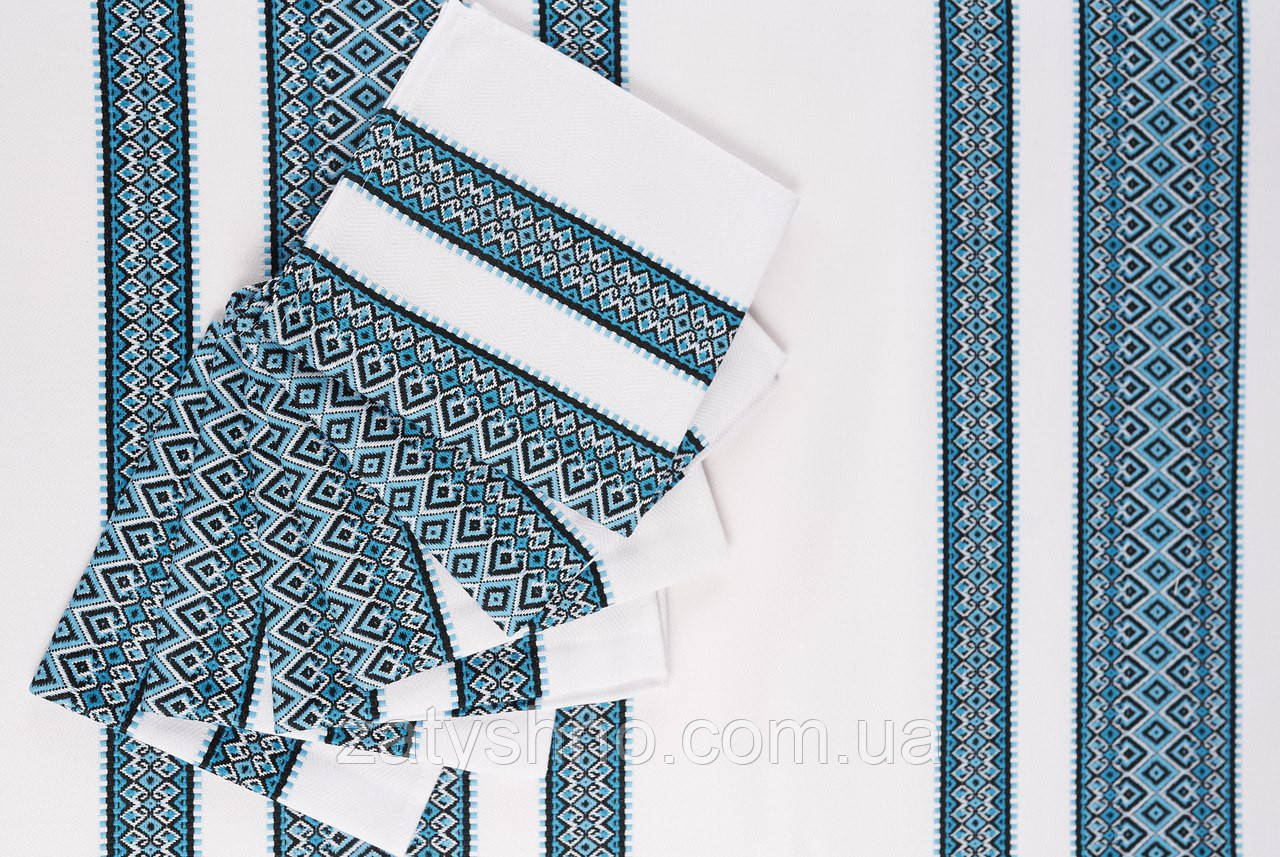 Скатерть вышитая синяя с салфетками - фото 1 - id-p433618392