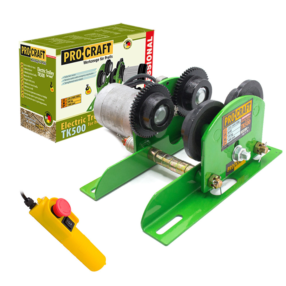 Електрична каретка для підйомника Procraft TK500, 60 Вт, 1400 об/хв, 16,4 м/хв, 500 кг.