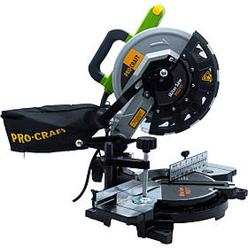 Торцювальна пила Procraft PGS217, 1400 Вт, 4900 об/хв, 45°, диск 210 мм, 24 зуба, глибина пропилу 60 мм, лазер.