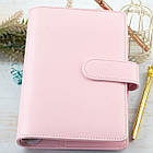 Блокнот на кільцях із шкірзамінника А6 діаметр кілець 20мм Рожевий BSH021, фото 4