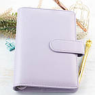 Блокнот на кільцях із шкірзамінника А6 діаметр кілець 20мм Бузковий BSH022, фото 2