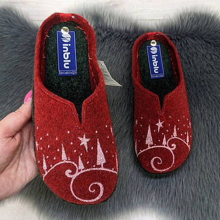 Жіночі кімнатні капці фетрові для ламінату Inblu червоні 4230, фото 1