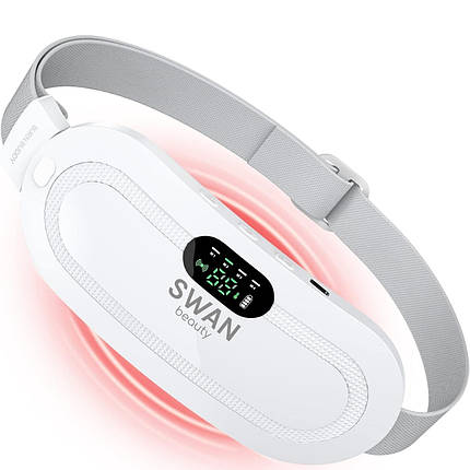 Грілка для живота при місячних Swan Beauty WM03 електричний пояс 3 рівня нагрівання та вібрації білий, фото 1