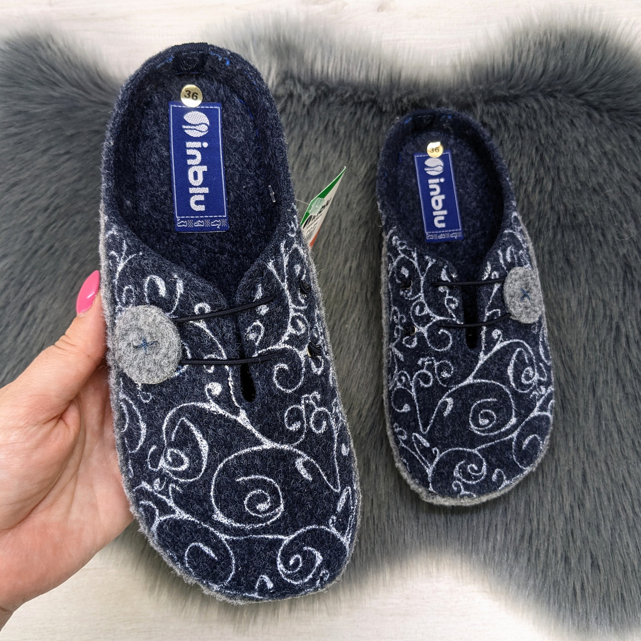 Капці жіночі кімнатні фетрові для ламінату Inblu сині 4279