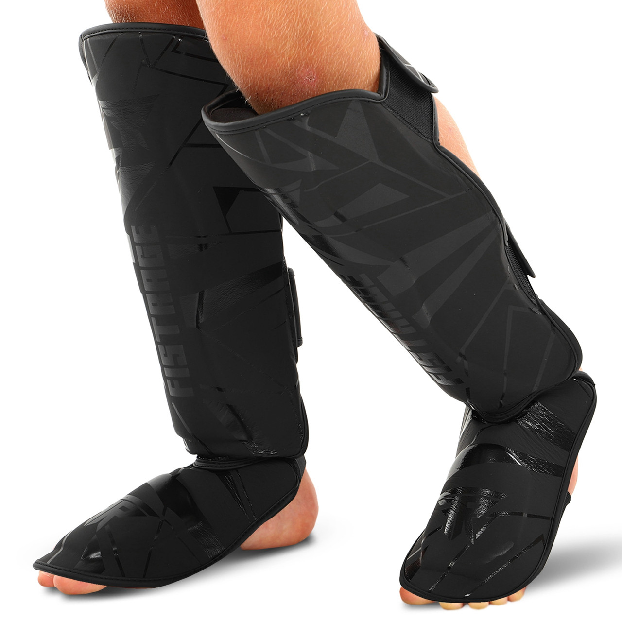 Захист гомілки та стопи шкіряний для єдиноборств Fistrage Intense Fighter 9349 розмір M Black, фото 1