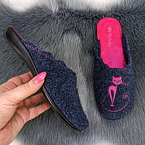 Тапочки домашні жіночі Inblu сині з малиновим фетрові на тонкій підошві 4542, фото 5