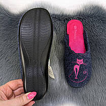 Тапочки домашні жіночі Inblu сині з малиновим фетрові на тонкій підошві 4542, фото 3