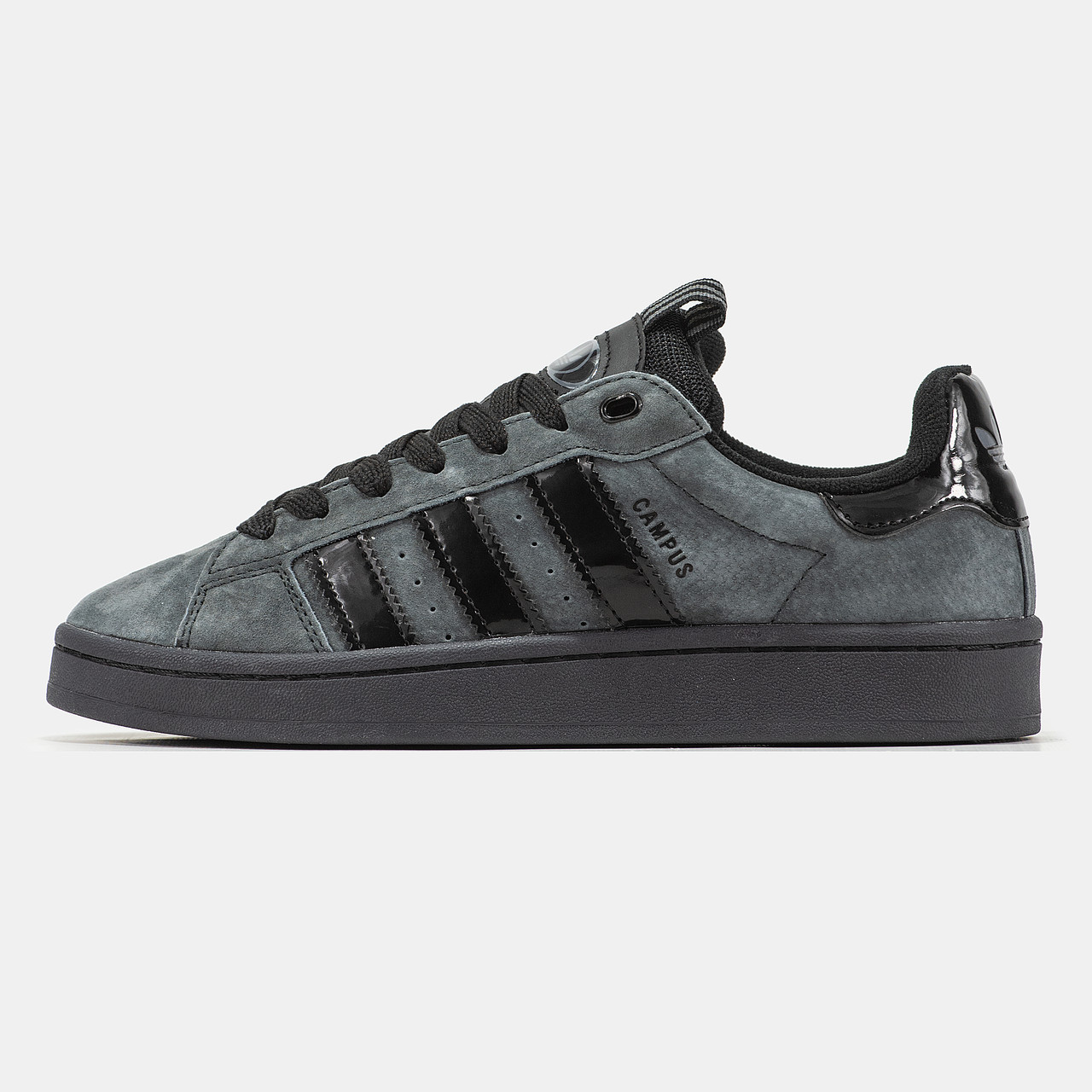 Чоловічі кросівки Adidas Originals Campus Dark Grey Black Адідас Кампус сірі замшеві демісезон