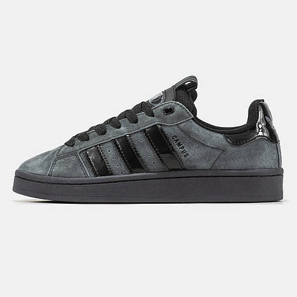 Чоловічі кросівки Adidas Originals Campus Dark Grey Black Адідас Кампус сірі замшеві демісезон, фото 1