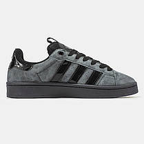Чоловічі кросівки Adidas Originals Campus Dark Grey Black Адідас Кампус сірі замшеві демісезон, фото 5