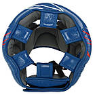 Шолом боксерський шкіряний з повним захистом Zelart Pro Training 9353 розмір S Blue, фото 5