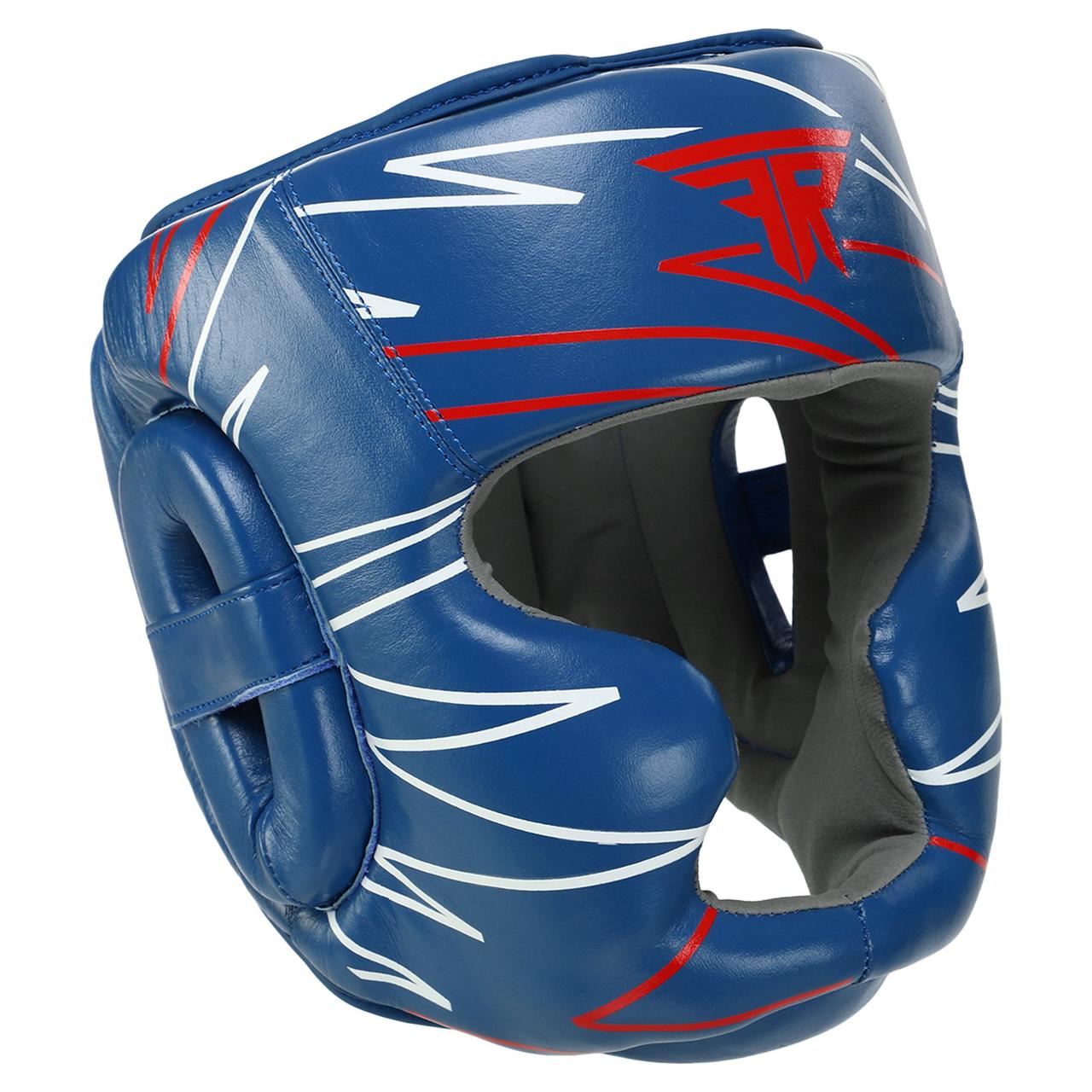 Шолом боксерський шкіряний з повним захистом Zelart Pro Training 9353 розмір S Blue, фото 1