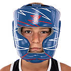 Шолом боксерський шкіряний з повним захистом Zelart Pro Training 9353 розмір S Blue, фото 9