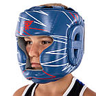 Шолом боксерський шкіряний з повним захистом Zelart Pro Training 9353 розмір S Blue, фото 8
