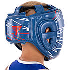 Шолом боксерський шкіряний з повним захистом Zelart Pro Training 9353 розмір S Blue, фото 10