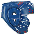 Шолом боксерський шкіряний з повним захистом Zelart Pro Training 9353 розмір L Blue, фото 2