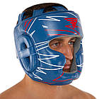 Шолом боксерський шкіряний з повним захистом Zelart Pro Training 9353 розмір L Blue, фото 9