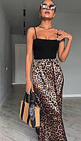 Спідниця Leo до кісточки з розрізом та леопардовим принтом