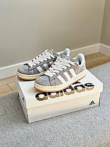 Жіночі кросівки Adidas Campus Grey White Gum Адідас Кампус сірі замшеві демісезон демісезон, фото 6