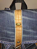 Джинсовий рюкзак зі світло-коричневою шкірою, фото 5