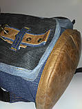 Джинсовий рюкзак зі світло-коричневою шкірою, фото 8