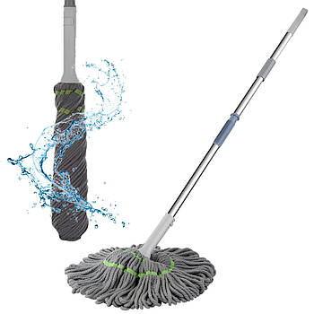 Телескопічна швабра з віджиманням, мікрофібра, SHV111 / Швабра мотузкова / Швабра-моп для підлоги