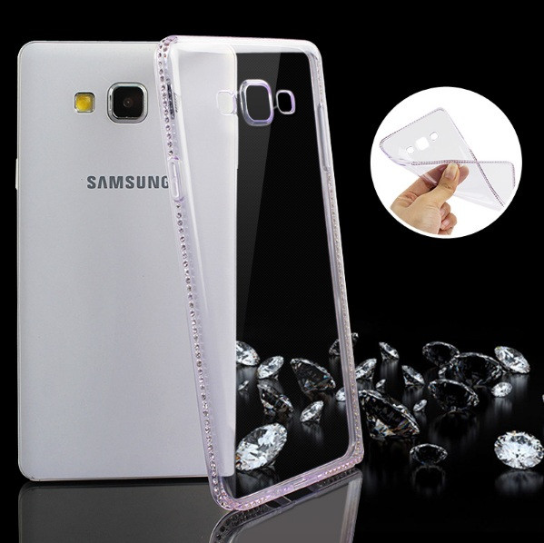 Чохол для Samsung Galaxy A7 A700 силіконовий зі стразами