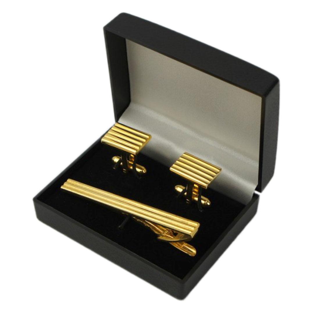 Чоловічий набір запонки+затискач Brianze Z3004 під золото, фото 1