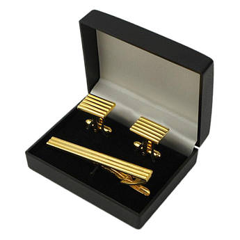Чоловічий набір запонки+затискач Brianze Z3004 під золото