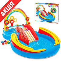 Надувний ігровий центр Intex 57453 Водний комплекс дитячий Басейн з гіркою та фонтаном З душем, м'ячиками Rby