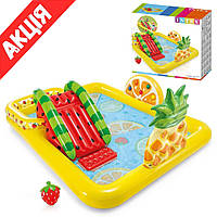 Ігровий центр надувний Intex 57158 Водний комплекс дитячий Басейн з гіркою та фонтаном З душем, м'ячиками Rby