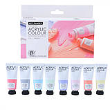 Акрилові фарби для малювання Art Rangers Acrylic pastel набір з 8 пастельних тонів по 22 ml, фото 7