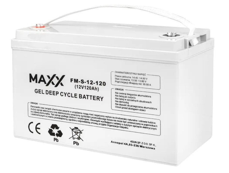 Акумулятор гелевий 4SUN MAXX GEL DEEP CYCLE 120Ah 12V (12-FM-S-120), Акумулятор для дому, квартири, приладів